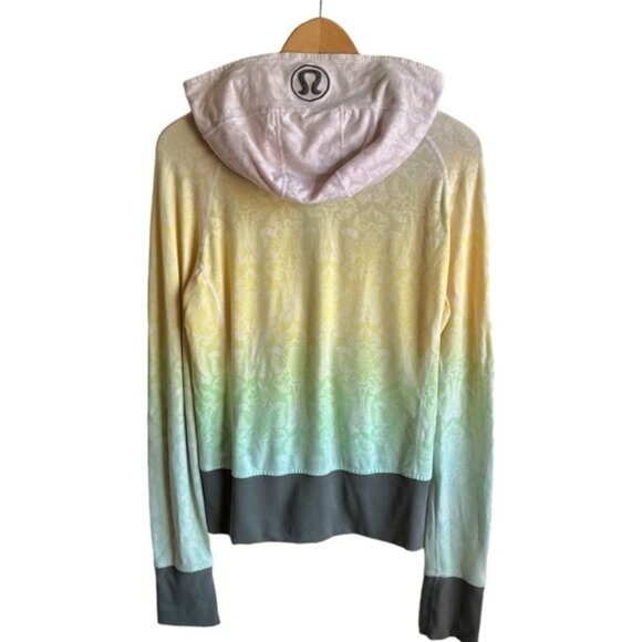 Lululemon Light Jacket Hoodie Size 8 Ombré Yellow Green - Picture 4 of 10